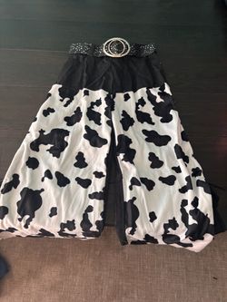 Cow Print Wide-Leg Pants with Belt costume