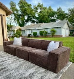 Cloud-Style Modular Brown Sectional Sofa | 120” | Deep Lounge – FREE Delivery