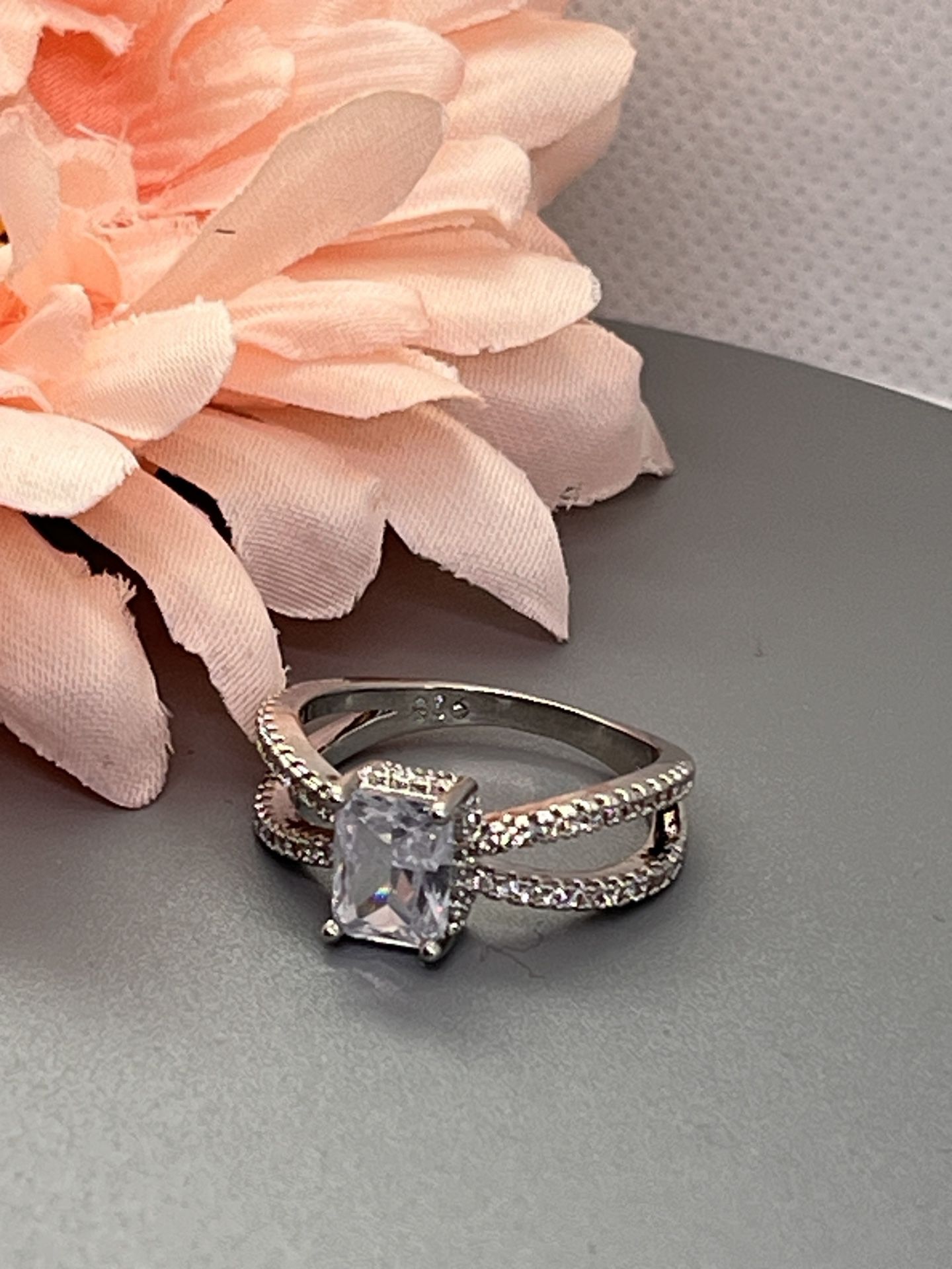 Princess Cut Cubic Zirconia Ring 925 Sterling Silver