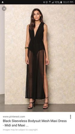 Black Sleeveless Bodysuit Dress (L)