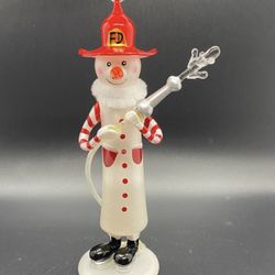 Glass Fireman Snowman Ornament