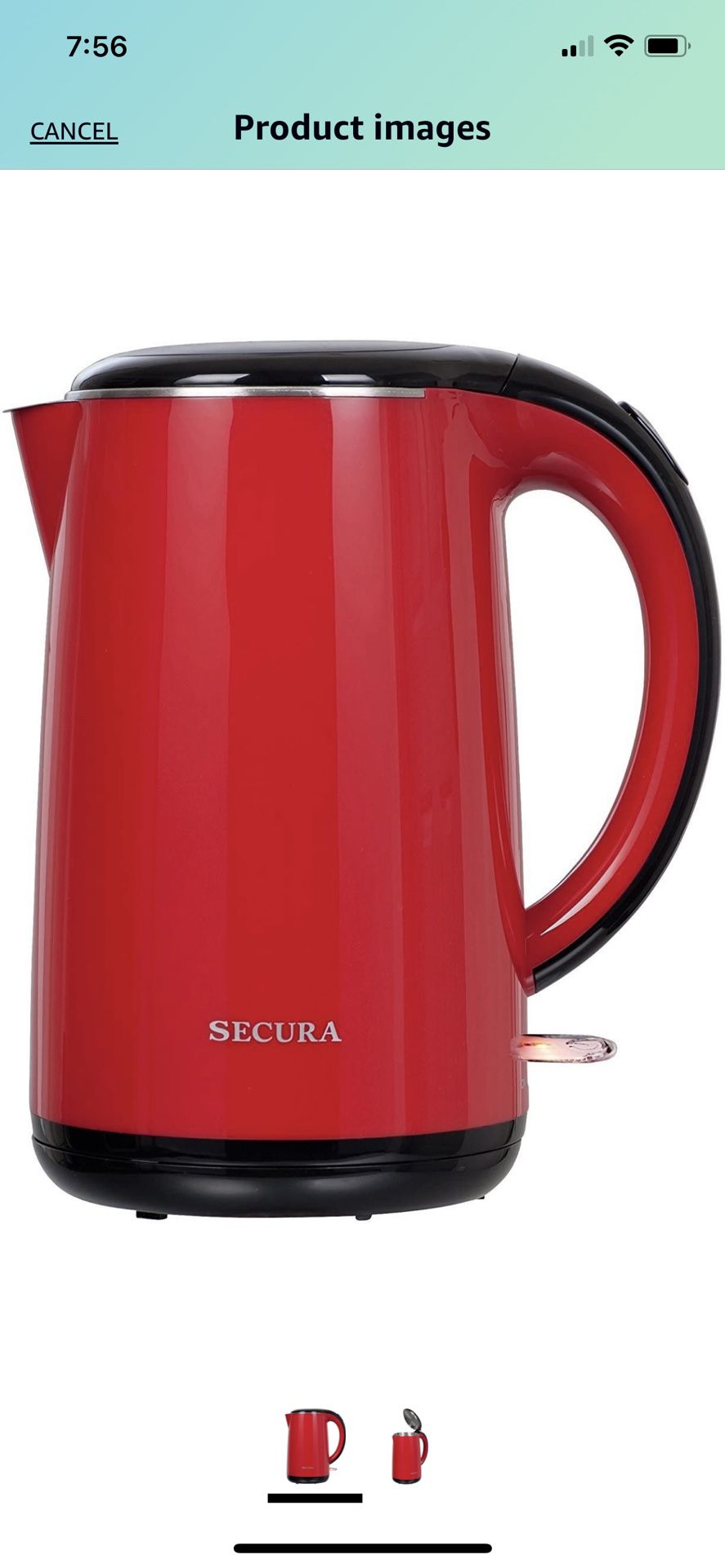 SECURA ELECTRIC STAINLESS STEEL WATER KETTLE COOL TOUCH WORKING PRE-OWNED