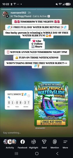 Free raffle free water slide