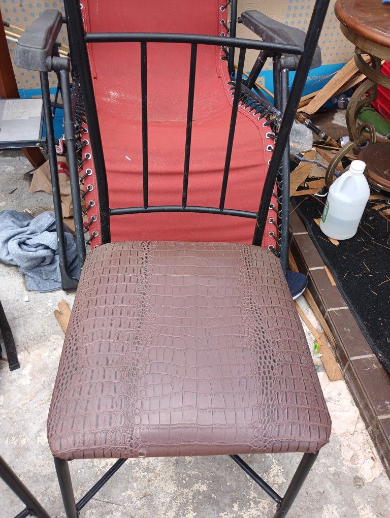 Brown Gator Like Skin Dinning Chairs