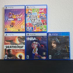 PlayStation 5 & 4 Game Bundle Lot of 5 - NBA 2K24, Deathloop, Just Dance 2021, More