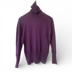 Silk Cotton Cashmere Purple Turtleneck Sweater