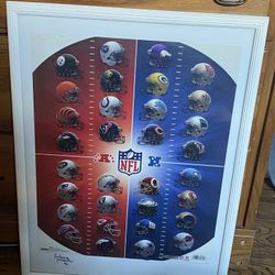 Vintage NFL Poster With Original Logos