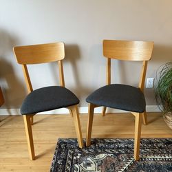 2 Oak MCM Mid Century Modern Dining Chairs
