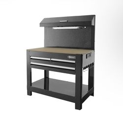 Kobalt 36-in H 3-Drawers Gloss black powder coat MDF Work Bench