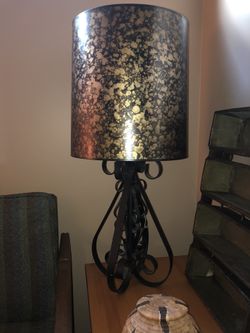 Vintage Scrolled Iron Table Lamp - Great Shade