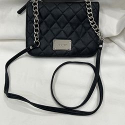Nine West Faux Leather Black Quilted Crossbody Bag/Purse