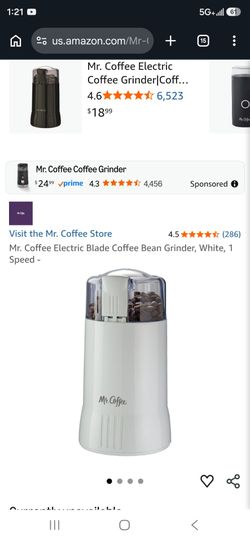Mr. Coffee Electric Blade Coffee Bean Grinder, White, 1 Speed -