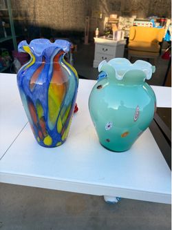 Murano Millefiori Glass Vases