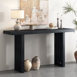 59" Black Minimalist Console Table w/ Unique Designed Legs [NEW]  **Retails for $375  <Some Assembly Req>