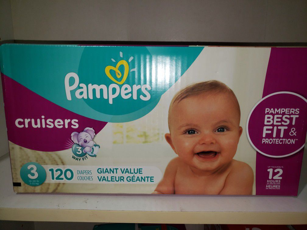 Pampers cruisers size 3. 120 diapers
