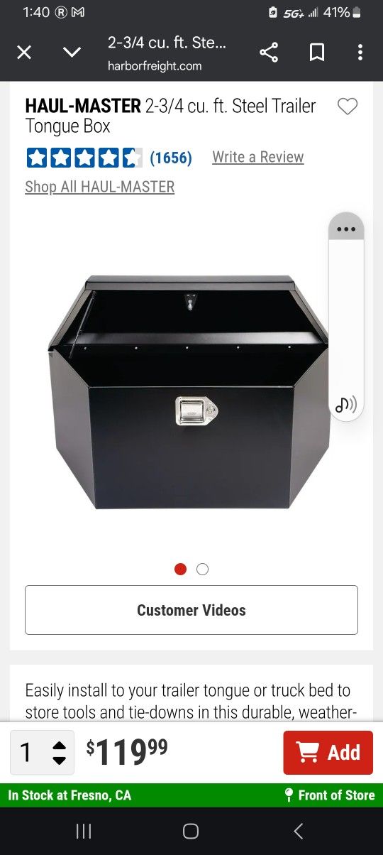 Haul Master Steel Trailer Tounge Box 