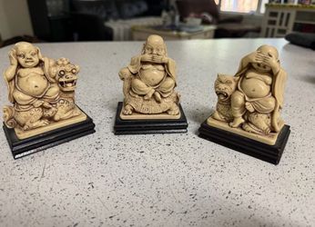Vintage Buddha Figurines See No Evil, Hear No Evil, Speak No Evil Arnart Imports