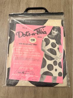 Vintage 1960s Dots-A-Mia Polka Dot Paper Shift Dress Deadstock