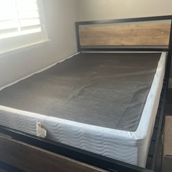 Full Size Bed Frame, Mattress And Box Spring