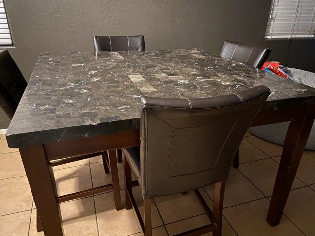 Brown And Blackish High Top Pub Marble Granite Table