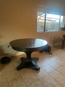 Round wooden table
