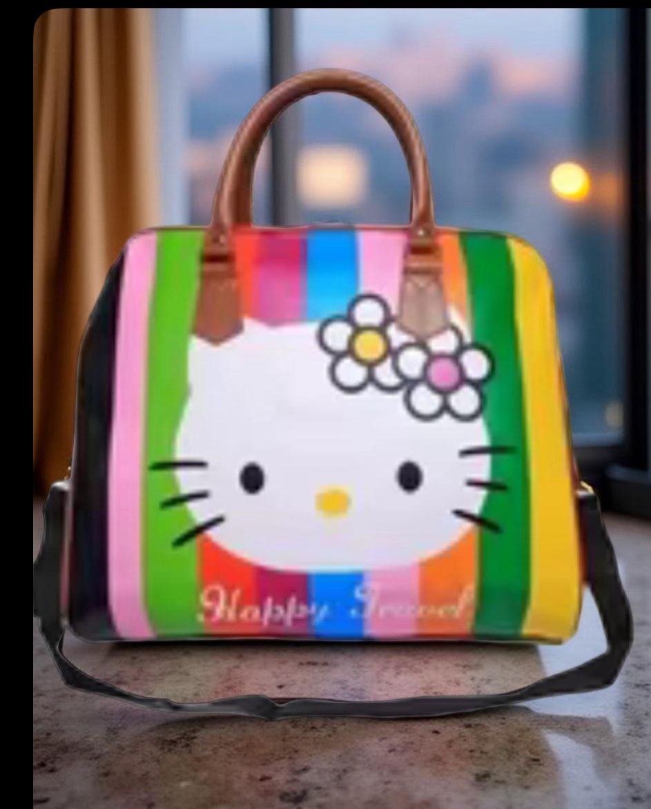 Sanrio Hello Kitty Travel Bag in a Multicolor Striped