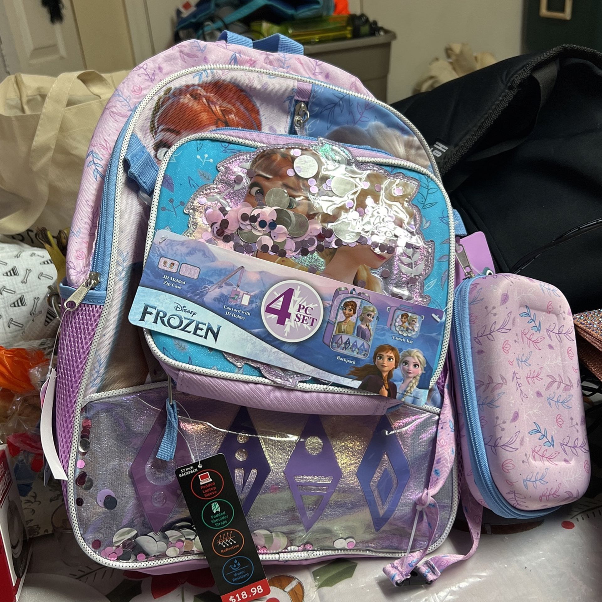  4 Pc Kids Frozen Backpack And Lunch Kit Set