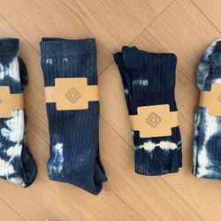 Hand-Dyed Indigo Tie-Dye Long Socks – Set of 4 | Unique | Unisex Crew | Rivian Camp Crafted