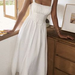 Corset White Midi Dress