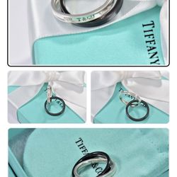 Tiffany & Co Silver Titanium 1837 Double Interlocking Ring