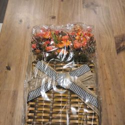 New decorative basket with artificial fall flowers n bow