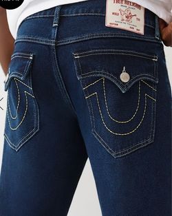 True Religion Relaxed Skinny COLOR: DARK ROPER WASH ROCCO BIG T FLAP SKINNY JEAN SIZE: 36