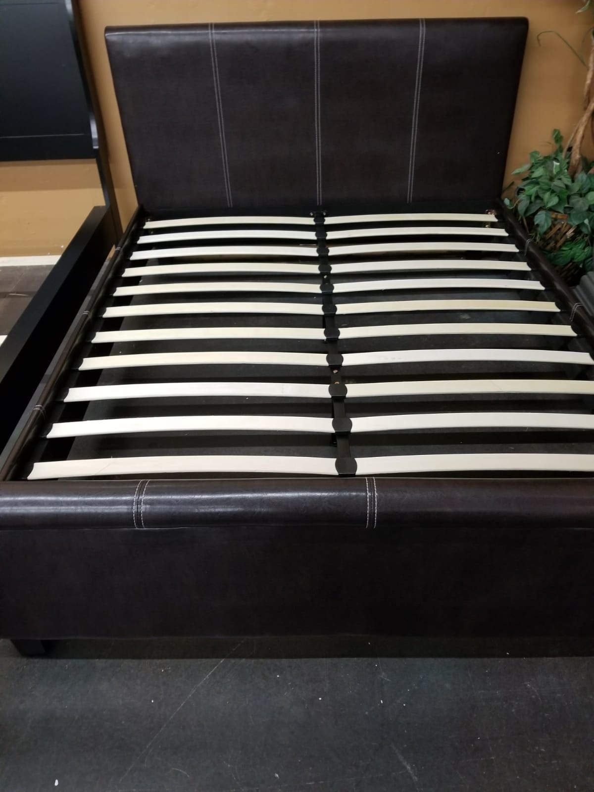 Queen leather platform bed frame