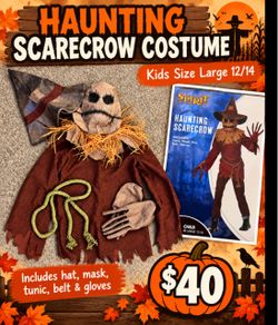 Haunting Scarecrow Costume – Kids Large 12/14