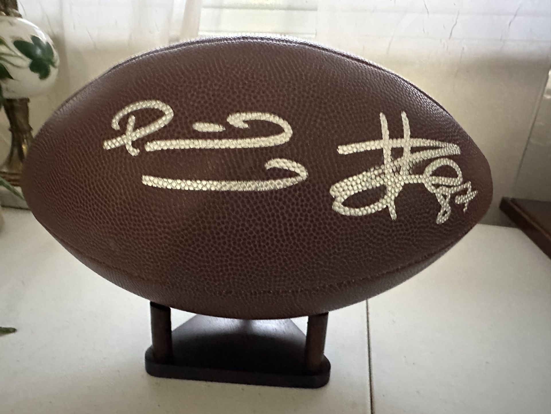 PATRICK MAHOMES & TRAVIS KELCE SIGNED WILSON AUTOGRAPHED NFL FOOTBALL W/COA 862