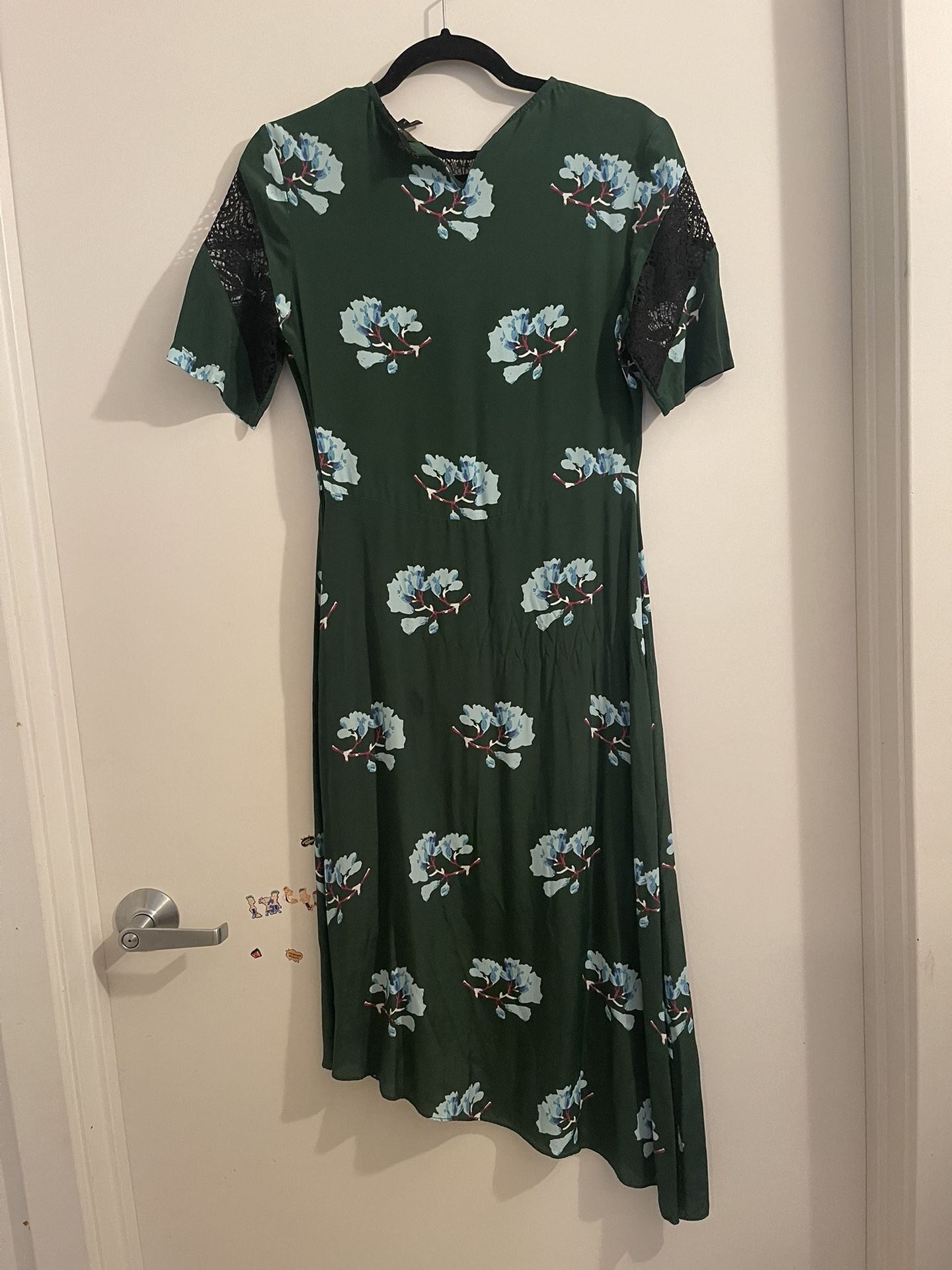 MAJE Green Floral Rowers Midi dress, size 1
