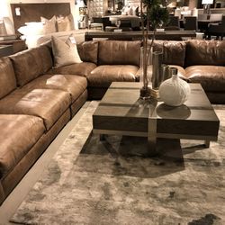 5PC 100% LEATHER SECTIONAL
