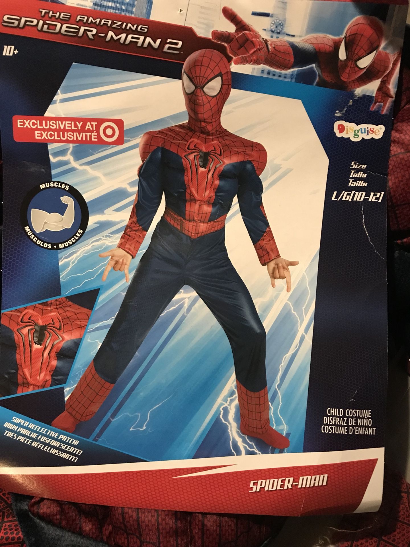 Spider-Man 2 Child’s Halloween Muscle Costume. Brand New. Size L(10-12).