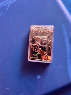 Pokémon Pikachu Gold Metal Card in Case