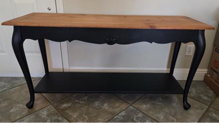Solid wood. Entry table / sofa table and end table. Repainted shabby.