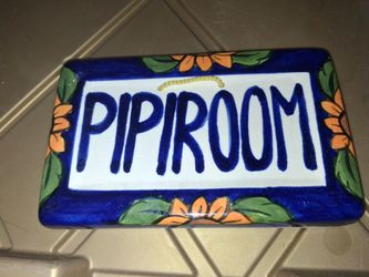 Bathroom PIPI sign in Spanish Mexican talavera