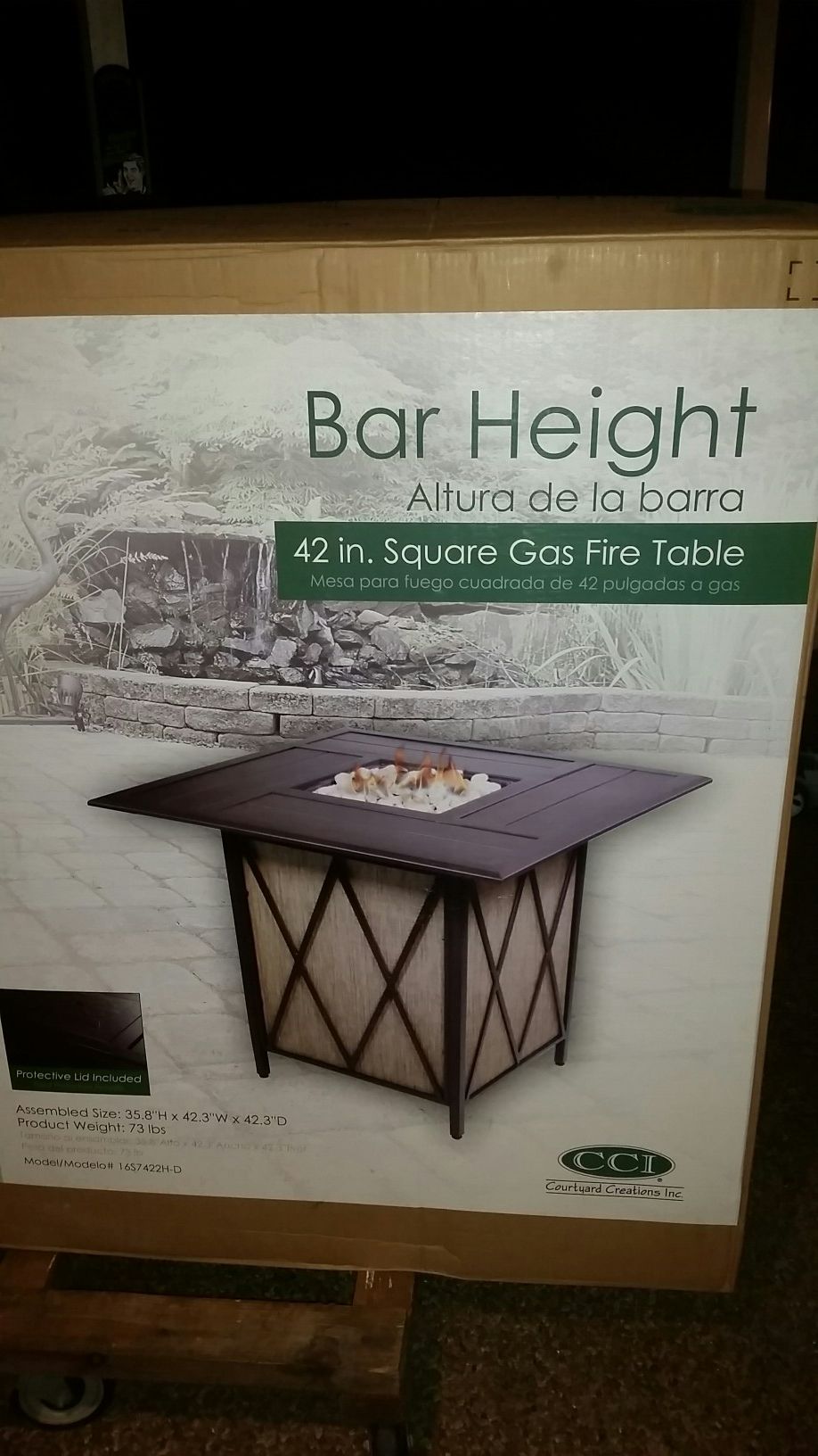 BRAND NEW still in box 42" Bar Height Propane Fire Table