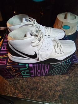 Kyrie 6 Black And White Platinum Shoes Adult Size 11