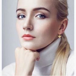 Huggie Earrings for Women - 14K Gold Plated Beach Sea Drop Dangle Earrings - Starfish Butterfly Moon Star Seashell Beachy Jewelry