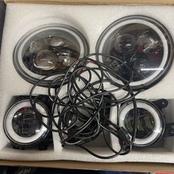Headlights And Fog Lights Set Led With RGB Halos 