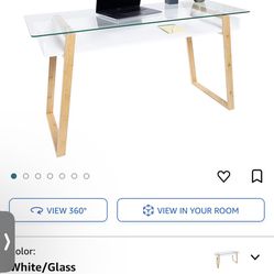 Glass Top Desk With Storage 