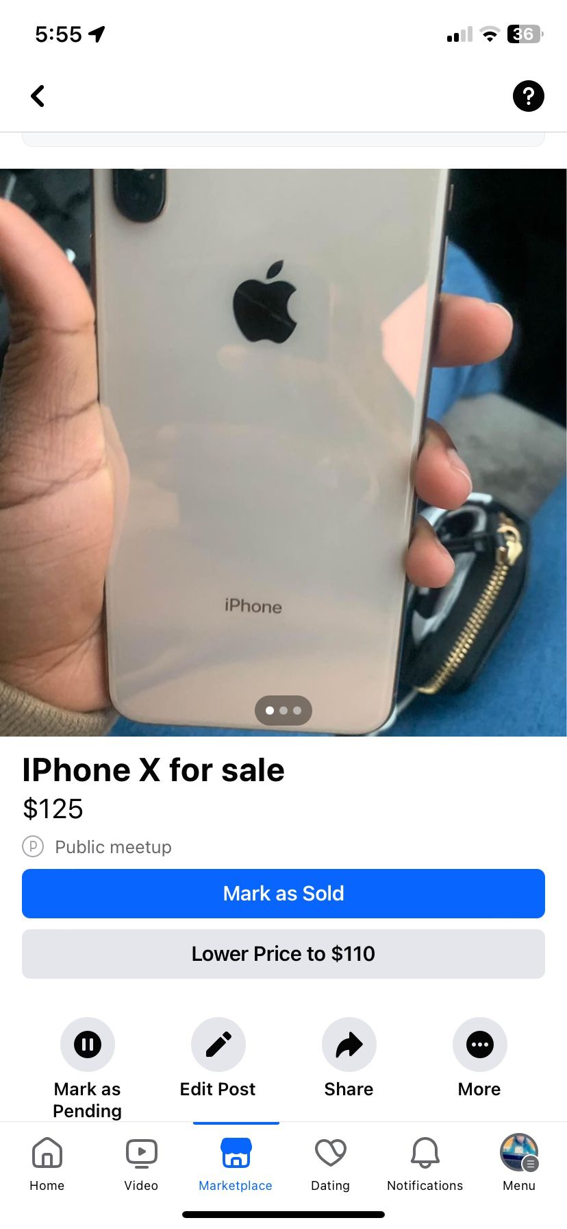 iPhone X For Sale  $125