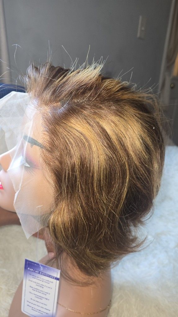 Pixie cut 13x4 frontal lace wig 180% Density