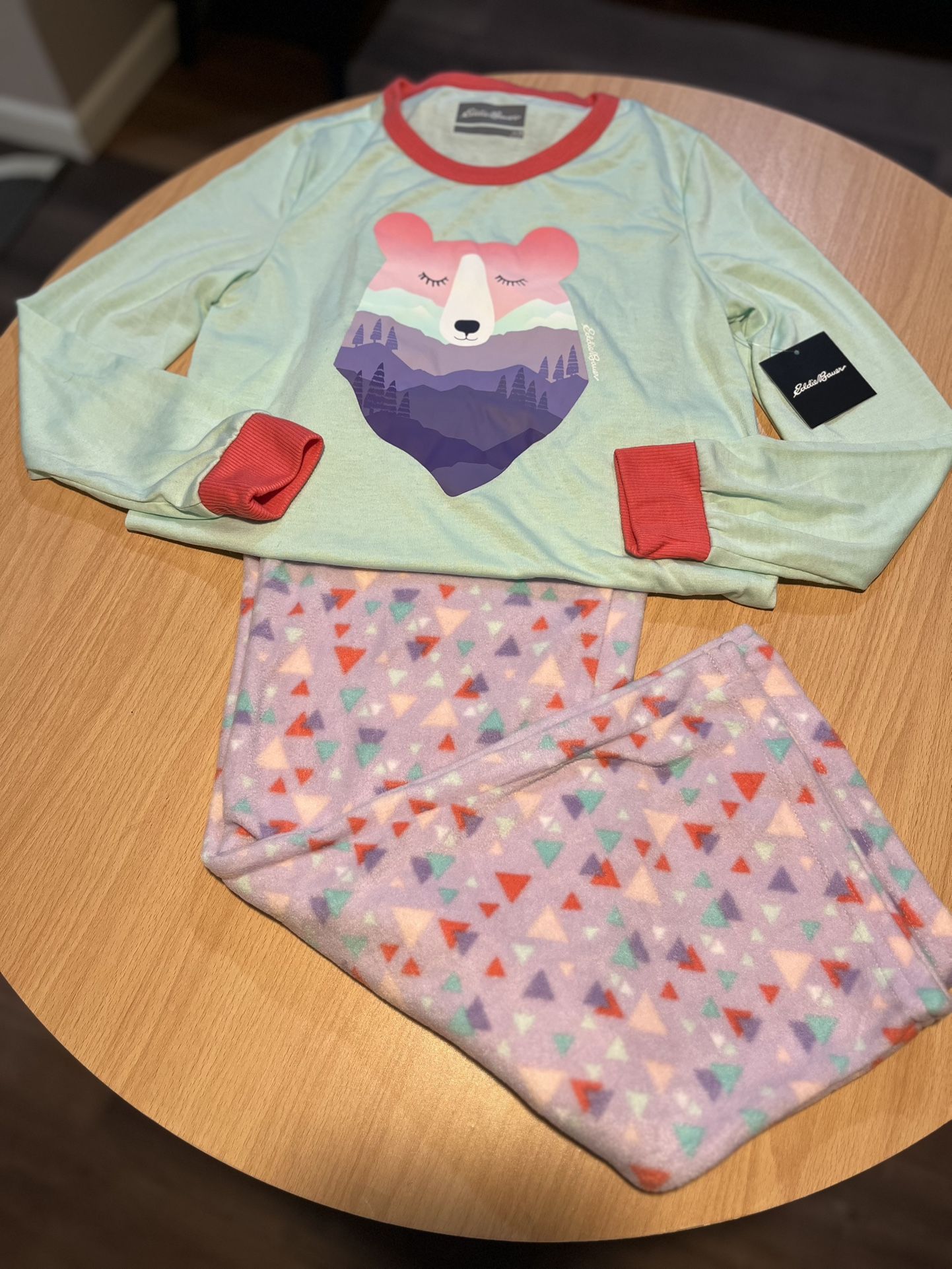 Girls Quest Fleece Sleep Set/Pajamas, Eddie Bauer, Color: Pink/Purple/Green, Size: Kids 14