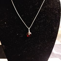 925 Sterling Silver Ruby Red Heart Pendant